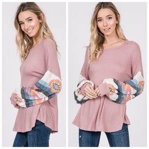 Mauve bishop sleeve boho top